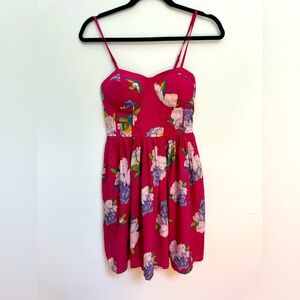 BAND OF GYPSIES Pink Floral Padded Bra Cup Dress Size XS W/Pockets